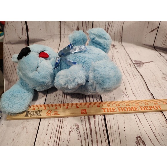 10" VINTAGE CUDDLE WIT BABY BLUE PUPPY DOG W/ BOW STUFFED ANIMAL PLUSH TOY - Picture 6 of 6
